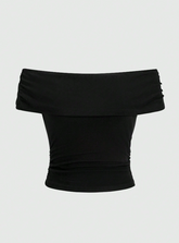 Solid Color Off-Shoulder Ruffle Slim Fit Top